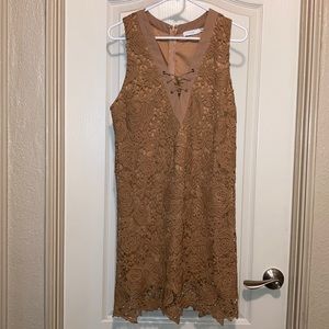 Lush Light Brown Lace Dress